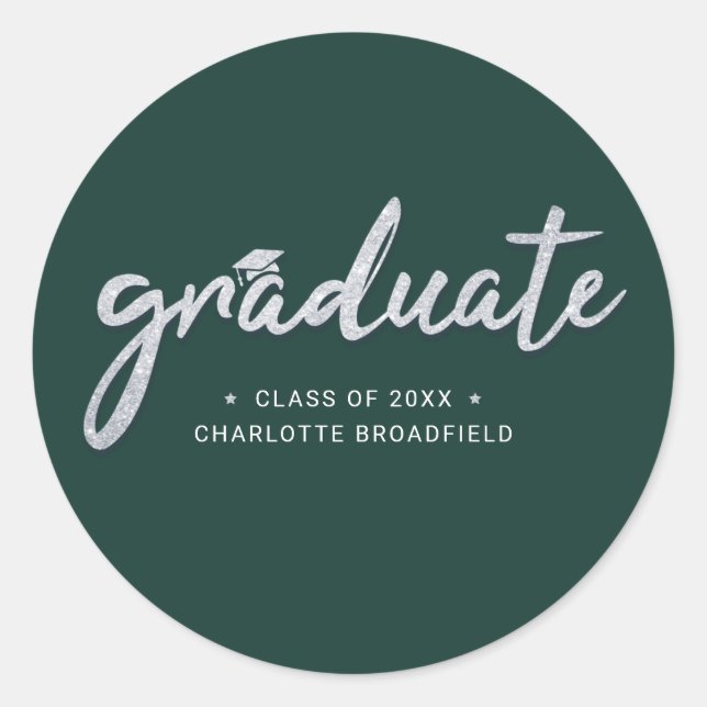 Graduation 2025 Script Graduate Classic Round Sticker (Front)