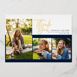 Graduation 2025 Script Graduate Thank You Gold Foil Invitation