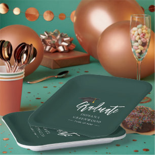 Graduation 2025 Script Green Grad Party Paper Plates