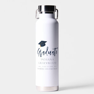 Graduation 2025 Script Navy Blue Grad Personalized Water Bottle
