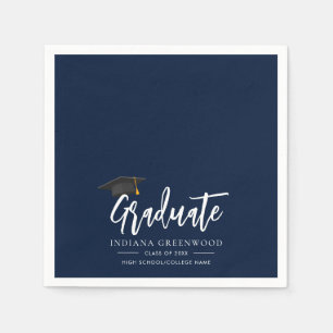 Graduation 2025 Script Navy Blue Paper Napkins