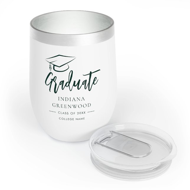 Graduation 2025 Script Personalized Grad Green Thermal Wine Tumbler (Graduation 2025 Script Personalized Grad Green Thermal Wine Tumbler)