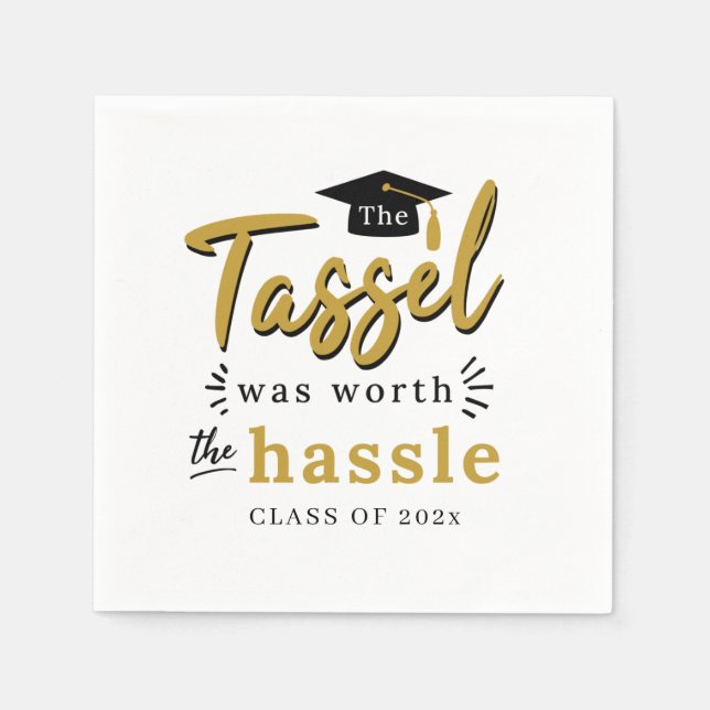 Graduation 2025 Tassel Was Worth the Hassle Paper Napkins (Front)