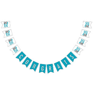 Graduation 2025 Teal and Black Bunting Flags