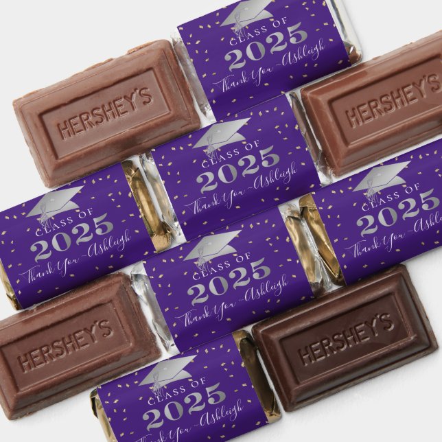 Graduation 2025 Thank You Faux Silver Purple Hershey's Miniatures (Assorted)