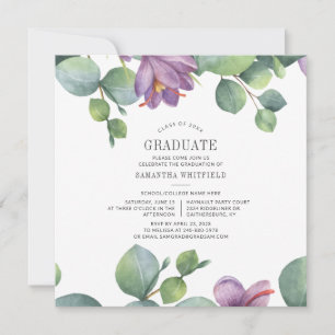 Graduation 2025 Watercolor Eucalyptus Party Invitation