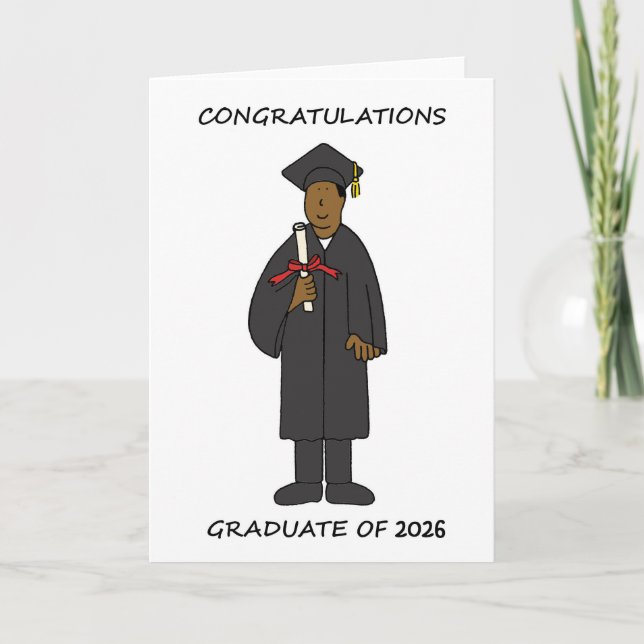 Graduation 2026 African American Male Holiday Card (Front)