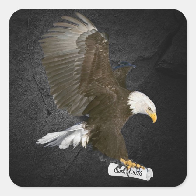 Graduation 2026 Bald Eagle with Diploma   Square Sticker (Front)