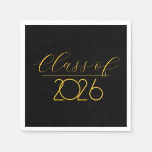 Graduation 2026 Black and Gold Napkins