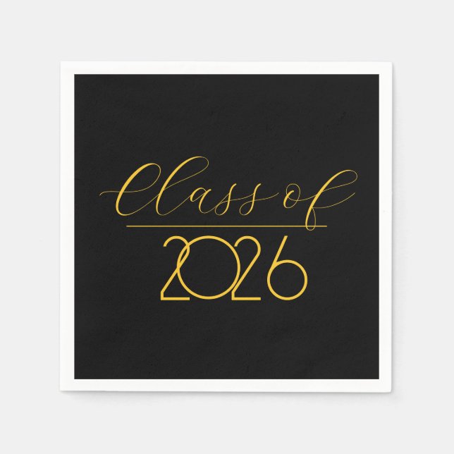 Graduation 2026 Black and Gold Napkins (Front)