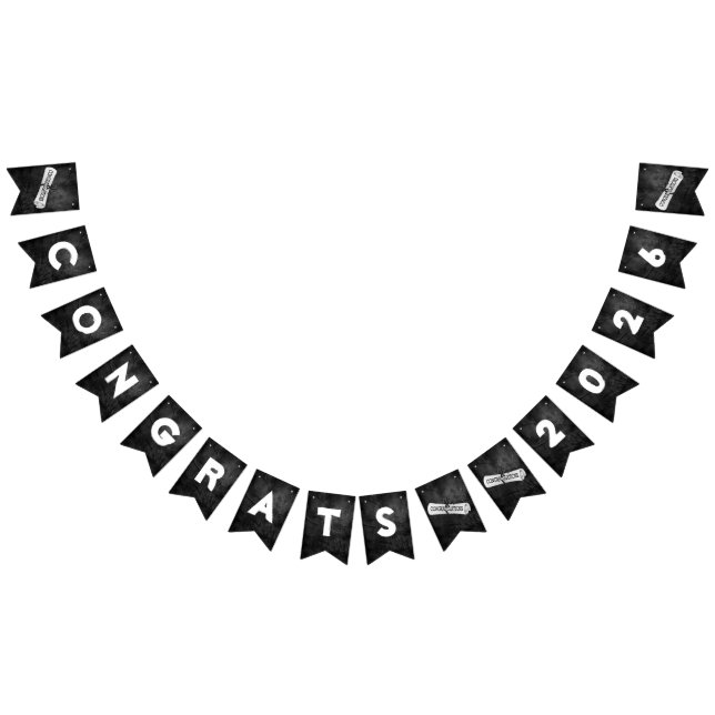 Graduation 2026 Black Leather and Diplomas Bunting Flags (All)