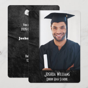 Graduation 2026 Black Leather Frame Invitation