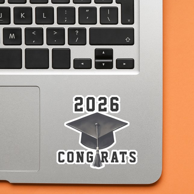 Graduation 2026 black white cap congrats sticker (Creator Uploaded)
