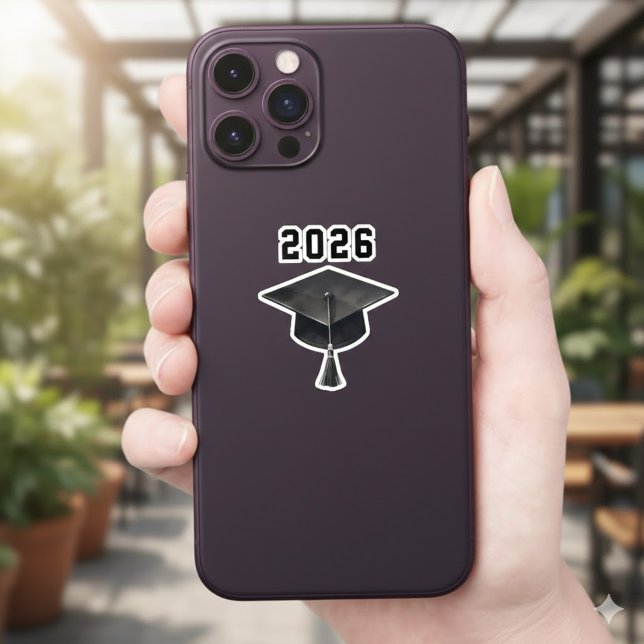 Graduation 2026 black white cap  sticker (Creator Uploaded)