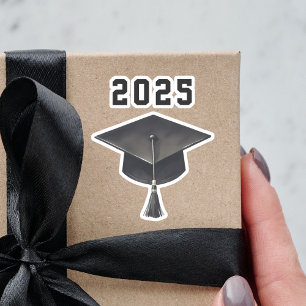 Graduation 2026 black white cap sticker