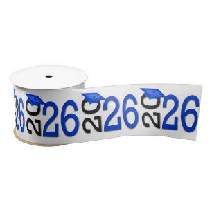 Graduation 2026 Blue and Black Satin Ribbon