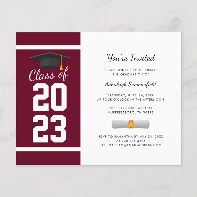Graduation 2026 Burgundy Grad Party Invitation (Front)