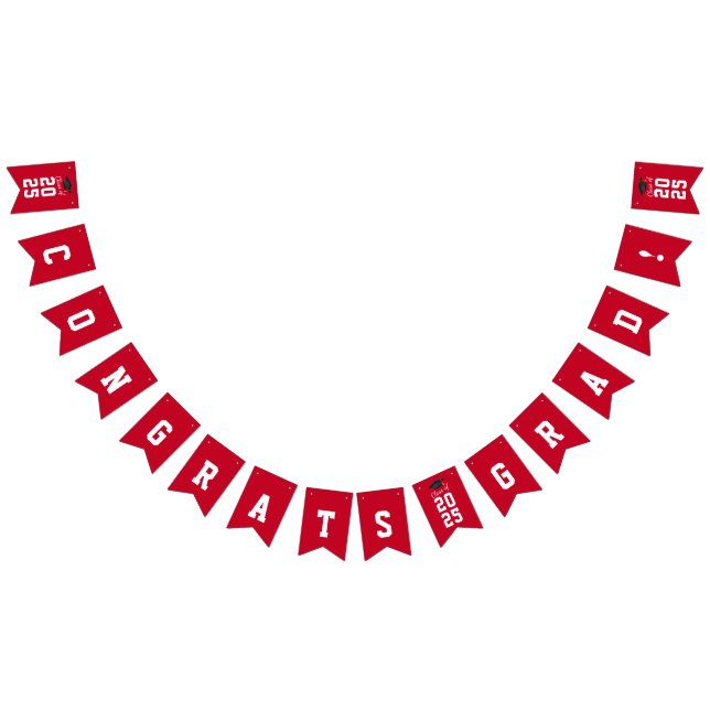 Graduation 2026 Congrats Grad Red White Bunting Flags (All)