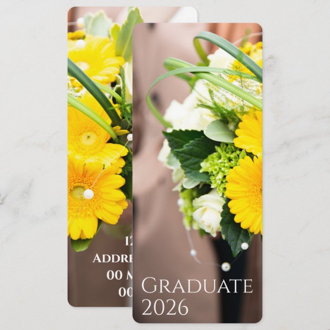 Graduation 2026 Custom Text Sunflower Announcement (Front/Back)
