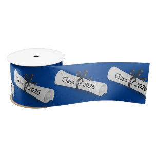 Graduation 2026 Diploma On Blue Satin Ribbon