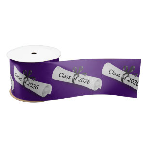 Graduation 2026 Diplomas On Purple Satin Ribbon