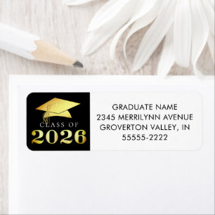 Graduation 2026 Elegant Faux Gold Foil Black Label