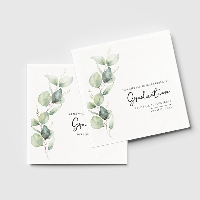 Graduation 2026 Eucalyptus Botanical Paper Napkins (Graduation 2025 Eucalyptus Botanical Paper Napkins)