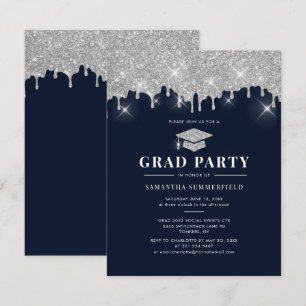 Graduation 2026 Glitter Silver Sparkle Grad Party Invitation