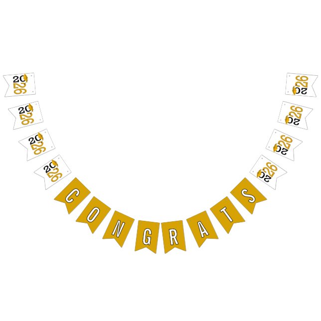 Graduation 2026 Gold and Black  Bunting Flags (All)