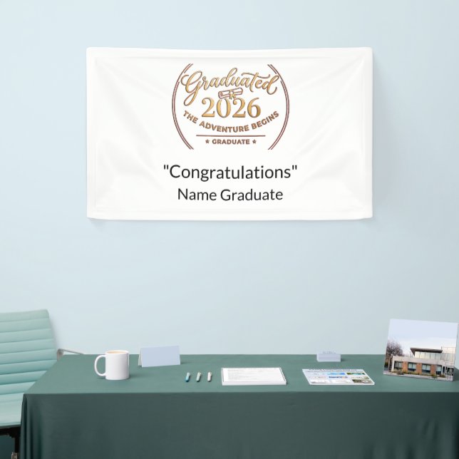 Graduation 2026 Gold Foil Vinyl Banner  (Tradeshow)