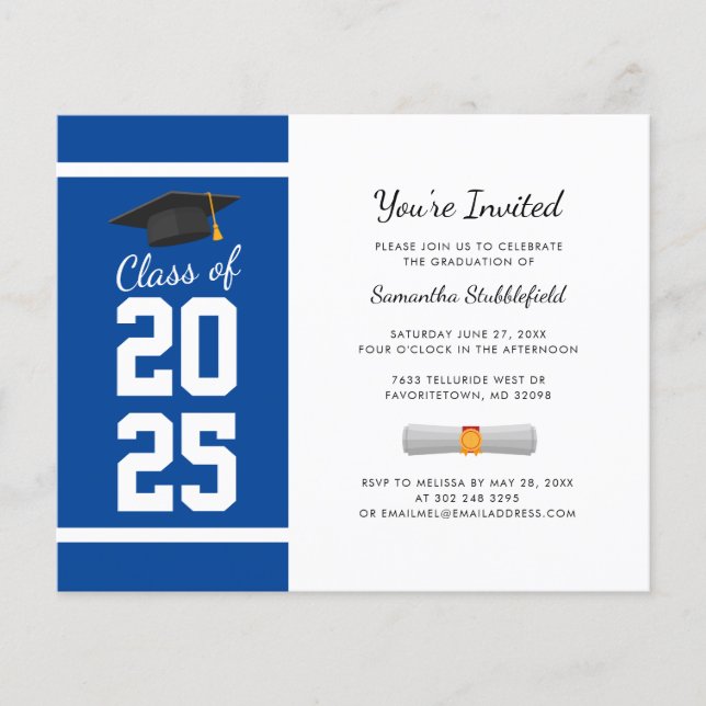 Graduation 2026 Grad Blue Party Invitation (Front)