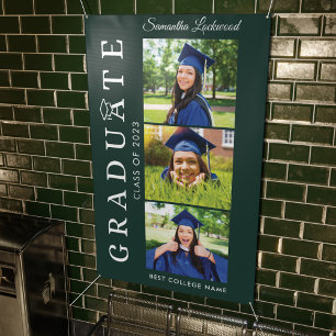 Graduation 2026 Grad Photo Green and White Banner
