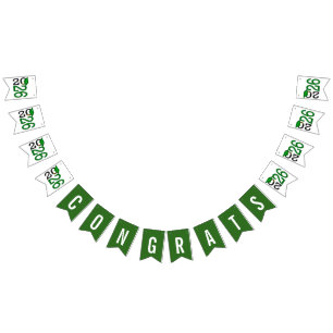 Graduation 2026 Green and Black Bunting Flags