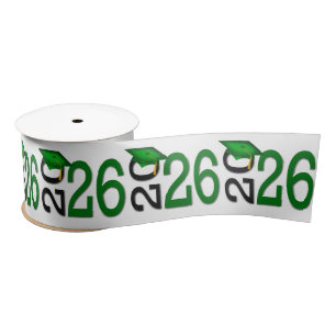 Graduation 2026 Green and Black Satin Ribbon