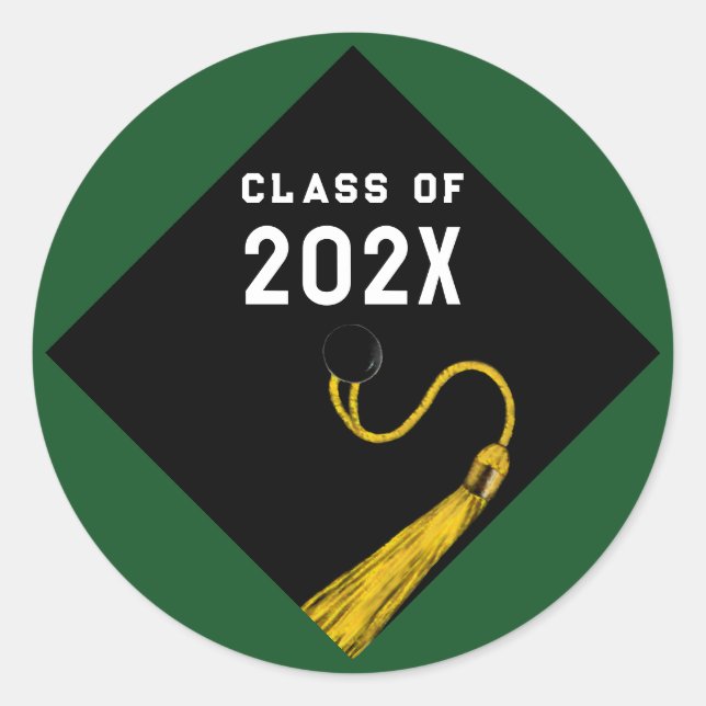 Graduation 2026 Green Classic Round Sticker (Front)