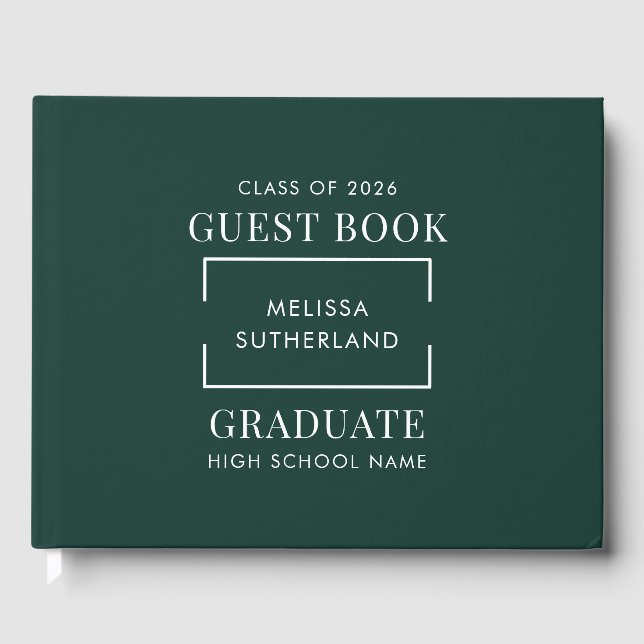 Graduation 2026 Green Grad Party Guest Book (Front)