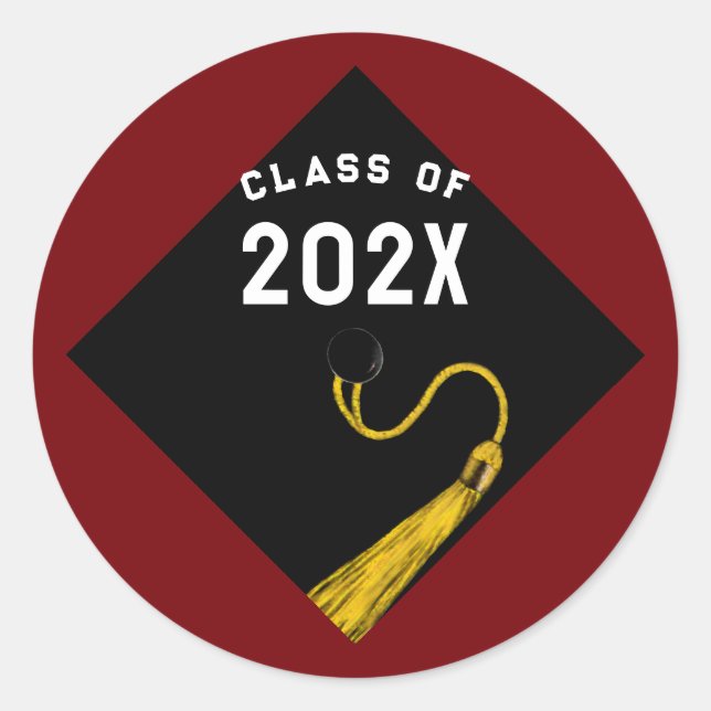 Graduation 2026 Maroon Classic Round Sticker (Front)