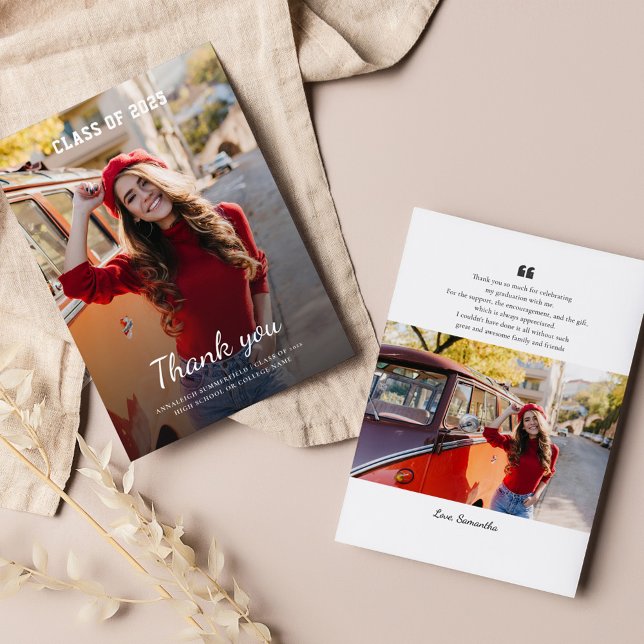 Graduation 2026 Modern Grad Photo Thank You Card (Graduation 2025 Modern Grad Photo Thank You Card)