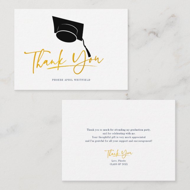Graduation 2026 Modern Grad Script Thank You Note Card (Front/Back)