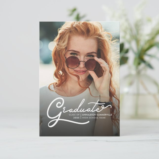 Graduation 2026 Modern Photo Script Graduate Party Invitation (Standing Front)