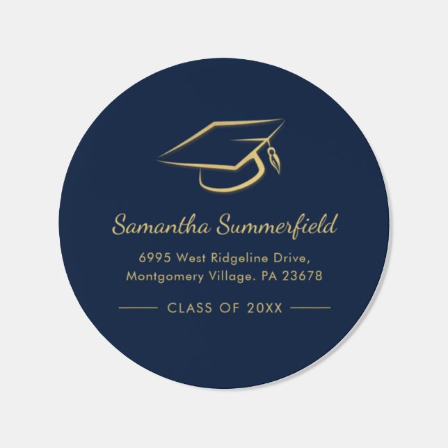 Graduation 2026 Modern Return Address Classic Round Sticker (Single)