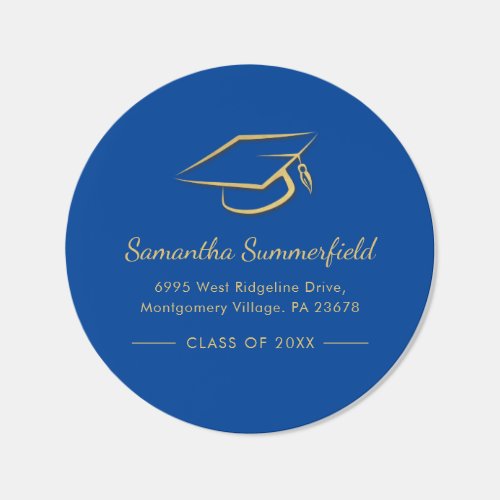 Graduation 2026 Modern Return Address Classic Round Sticker