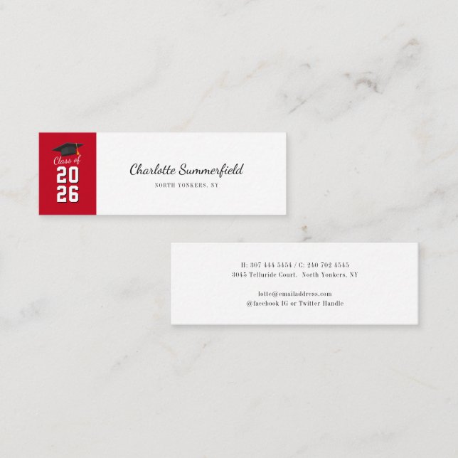 Graduation 2026 Modern Script Calling Mini Business Card (Front/Back)
