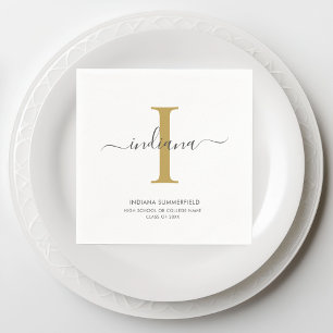 Graduation 2026 Monogram Initial Name Grad Napkins