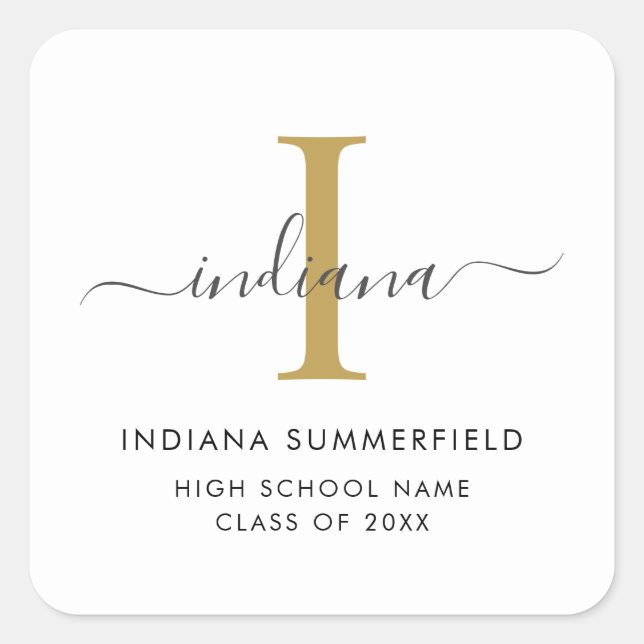 Graduation 2026 Monogram Script Grad Square Sticker (Front)