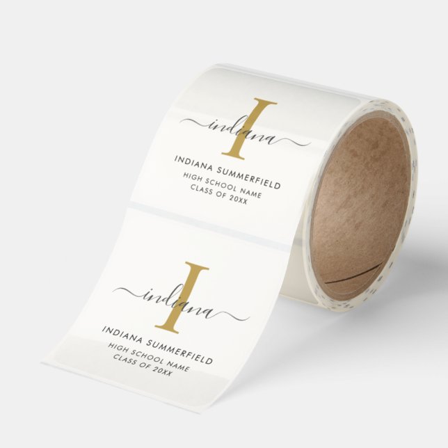 Graduation 2026 Monogram Script Grad Square Sticker (Roll)