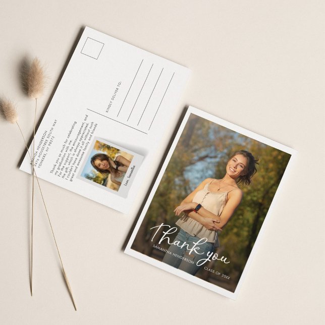 Graduation 2026 Multi Photo Script Thank You Postcard (Creator Uploaded)