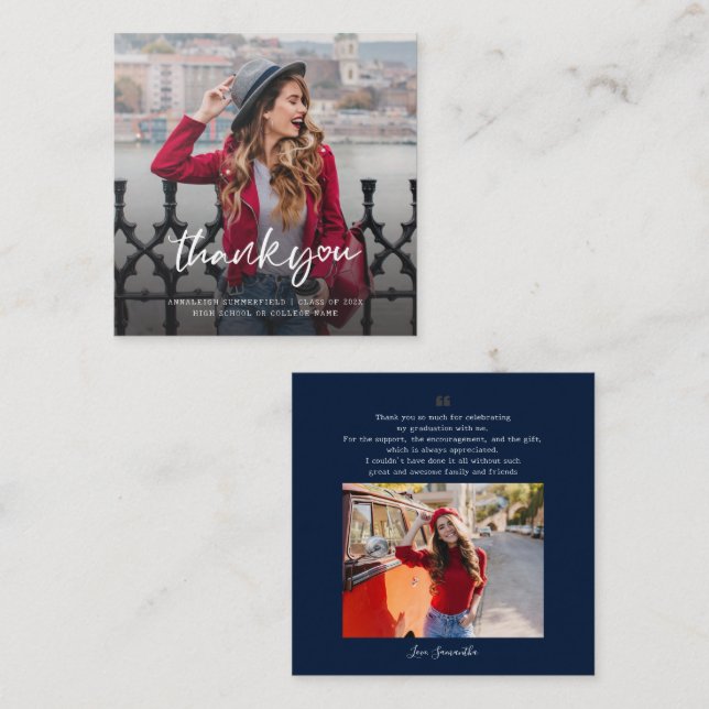 Graduation 2026 Multi Photo Thank You Card (Front/Back)