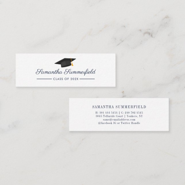 Graduation 2026 Name Modern Script Calling Card (Front/Back)