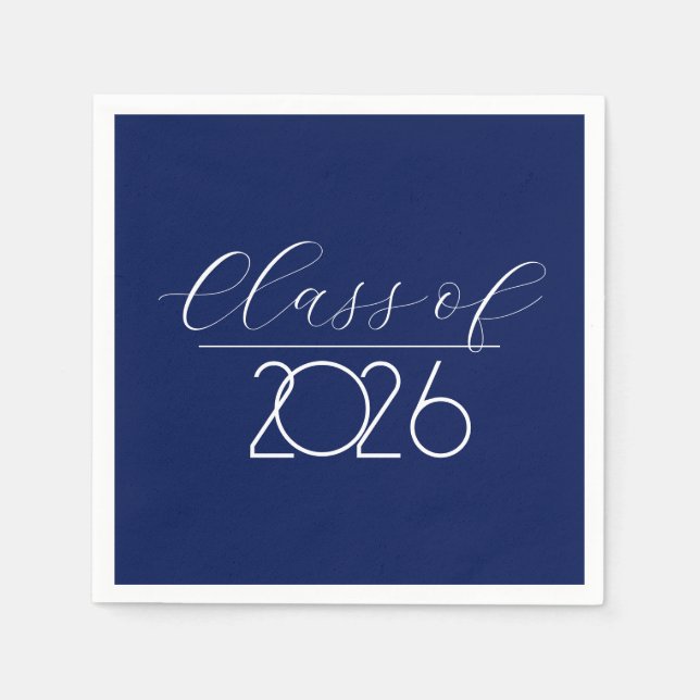 Graduation 2026 Navy Blue and White Napkins (Front)
